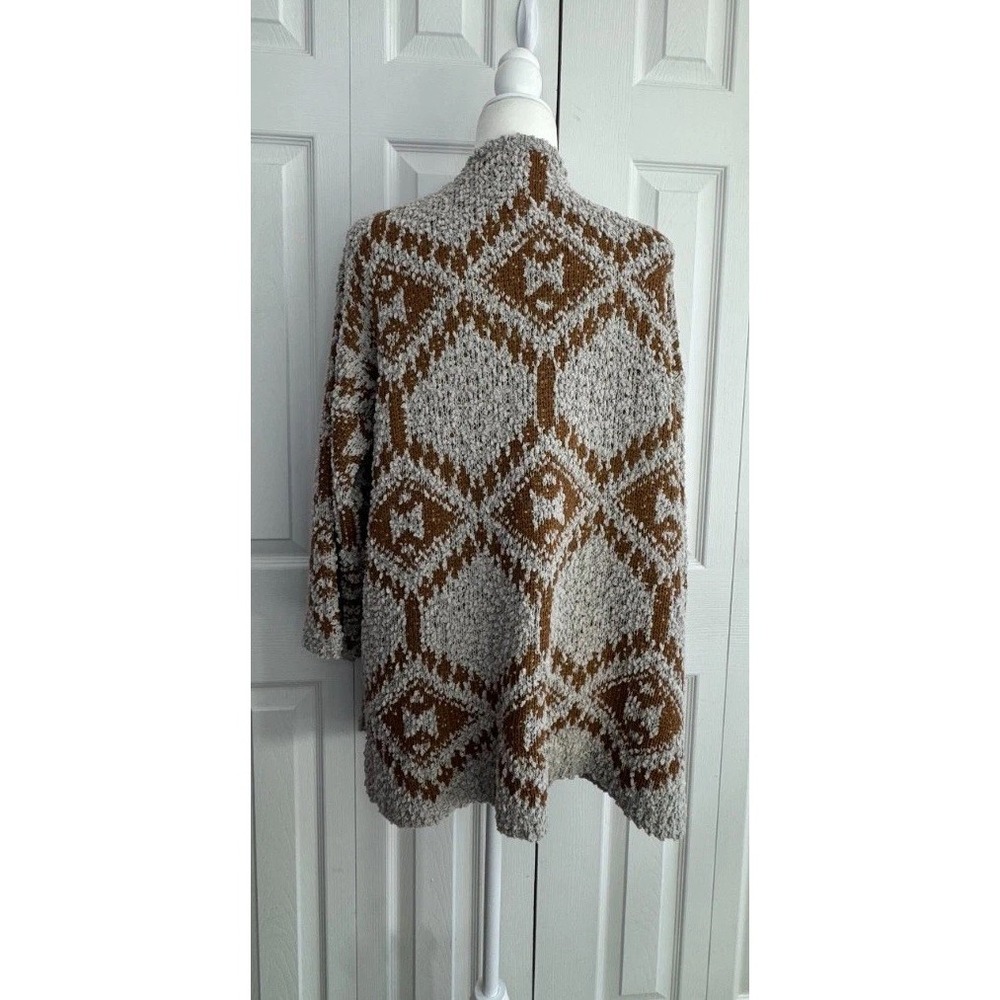 POL Aztec Geometric Oversized Chunky Knit Cardigan Women Small Brown Winter Cozy - Picture 4 of 11